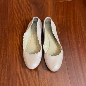 Chloe Lauren Scalloped Leather Ballet Flats